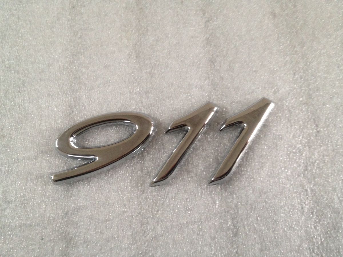 PORSCHE 911 991 3D LETTER BADGE CHROME LOGO BOOT ADHESIVE 85mm ...