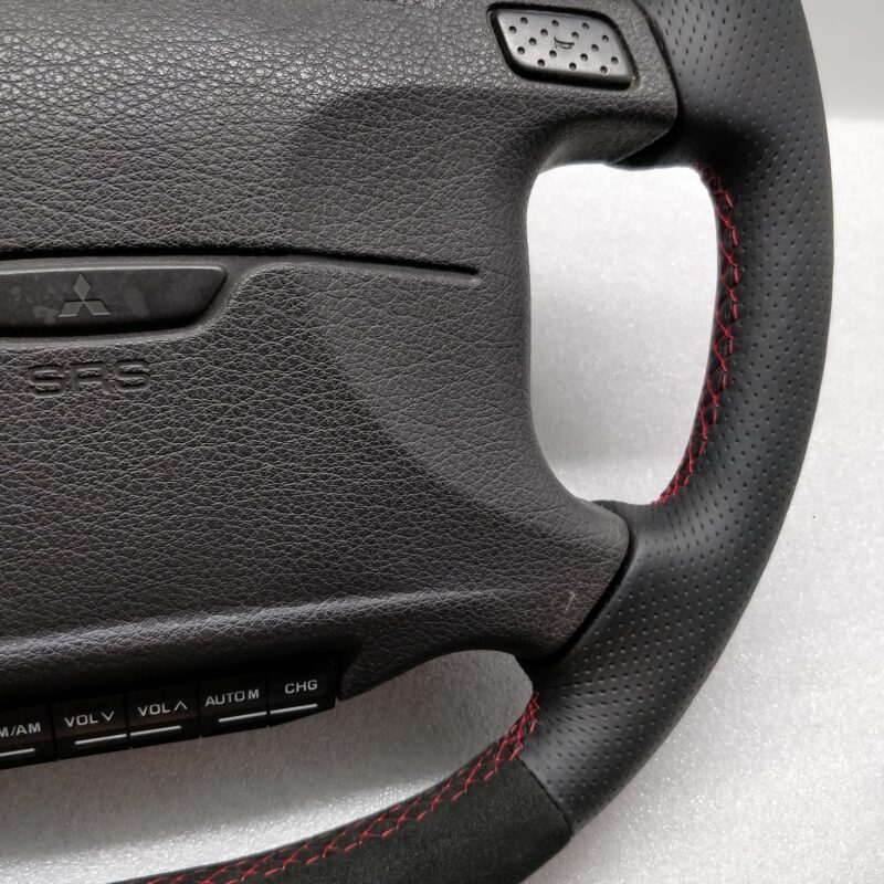 MITSUBISHI GTO 3000GT MK1 STEERING WHEEL FLAT BOTTOM CUSTOM RED STITCH ...