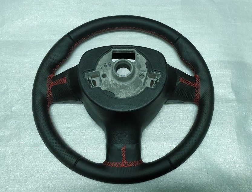 VW Polo steering wheel New leather red stitch 6Q0419091 b