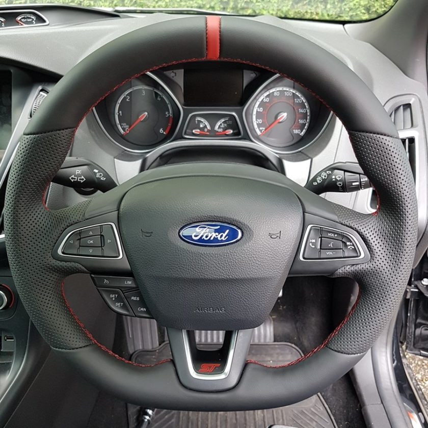 Ford Focus ST steering wheel flat +red band & stitch mk3 F1EB-3600-AC