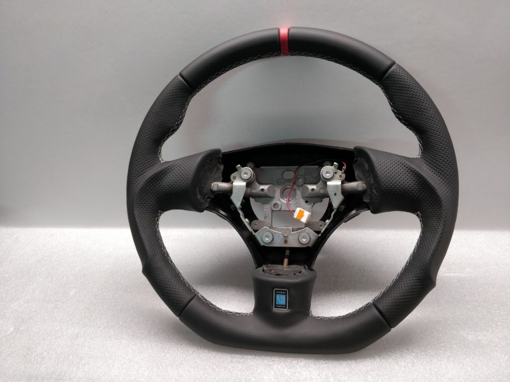 MAZDA RX-7 FD3S STEERING WHEEL FLAT BOTTOM NARDI CUSTOM WHITE STITCH ...