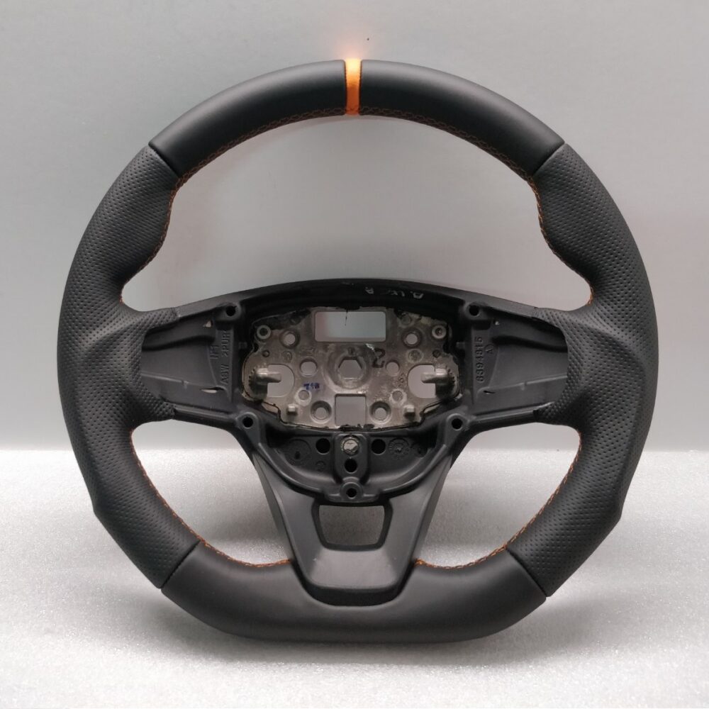 2018 FORD TRANSIT CUSTOM MK8 STEERING WHEEL FLAT NEW LEATHER ORANGE ...