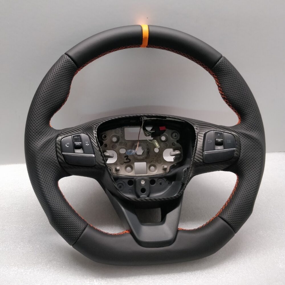 2018 FORD TRANSIT CUSTOM MK8 STEERING WHEEL FLAT NEW LEATHER ORANGE ...