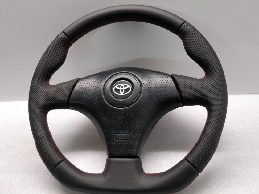 Toyota Celica mk7 MR2 Steering wheel Flat new leather Sport Red Stitch