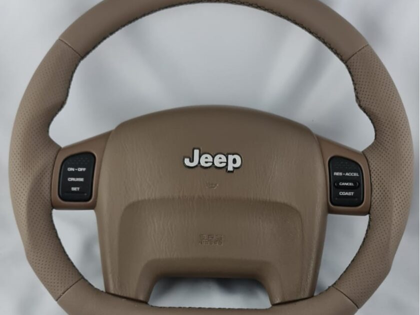 Brown Jeep Grand Cherokee steering wheel Flat Custom New Leather 1999-2004