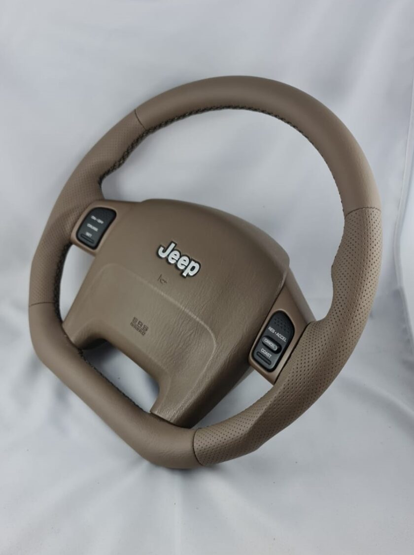 Brown Jeep Grand Cherokee steering wheel Flat Custom New Leather 1999-2004