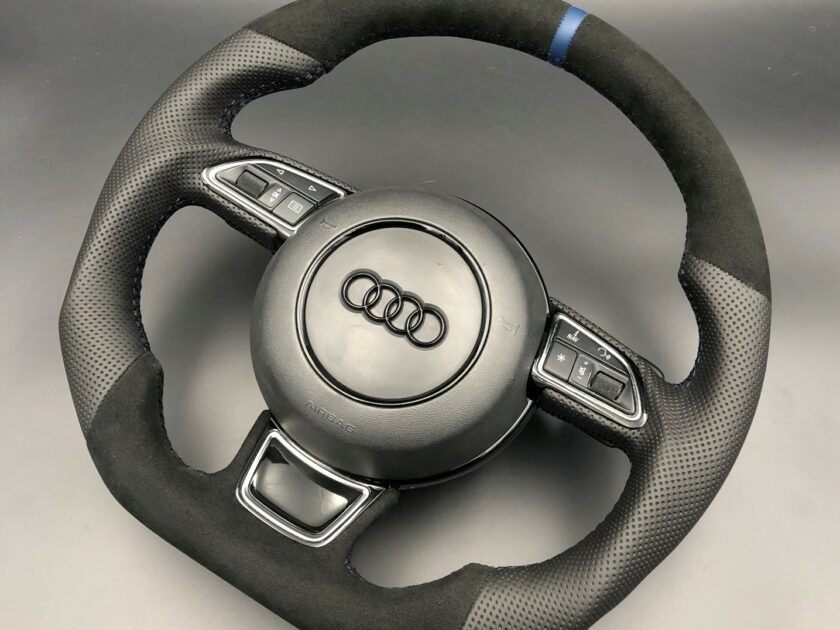 Audi steering wheel A3 RS3 TT RS A5 A8 A4 Q7 Q5 Custom Alcantara Leather Flat