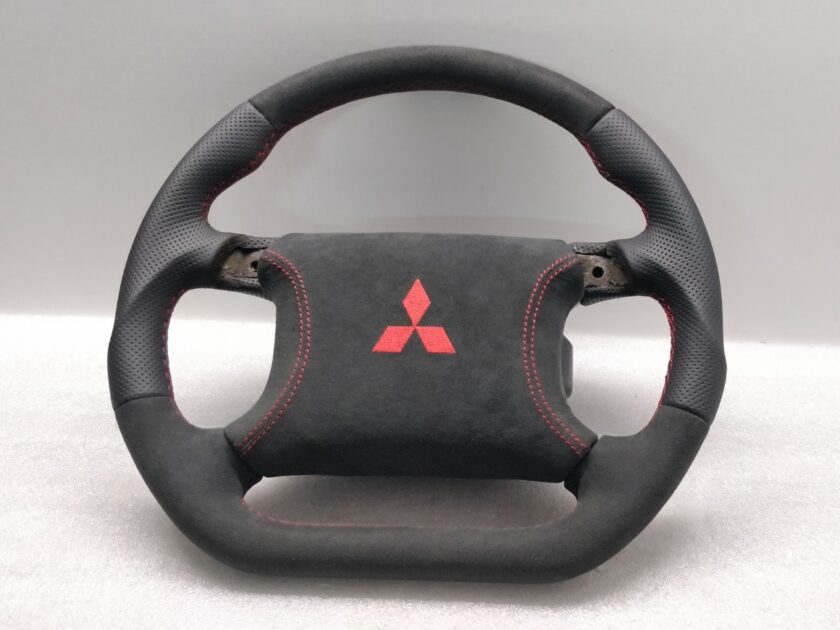 Mitsubishi GTO 3000gt II steering wheel Custom Flat New Leather Red Stitch Dodge Stealth