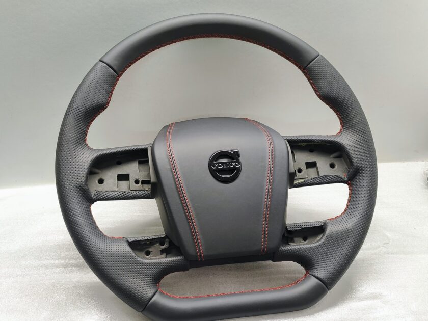 Volvo FH4 Truck steering wheel 23565879 New leather + red stitch Flat 3069989